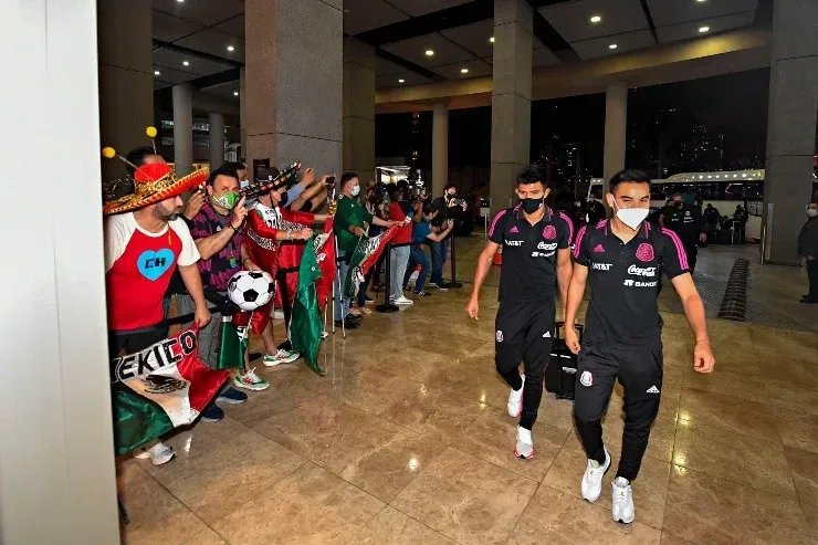 La llegada de la selección mexicana a Panamá.