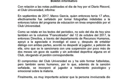 Comunicado de Pumas UNAM
