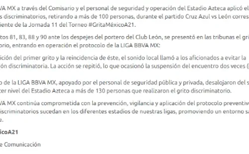 Comunicado oficial de la Liga MX