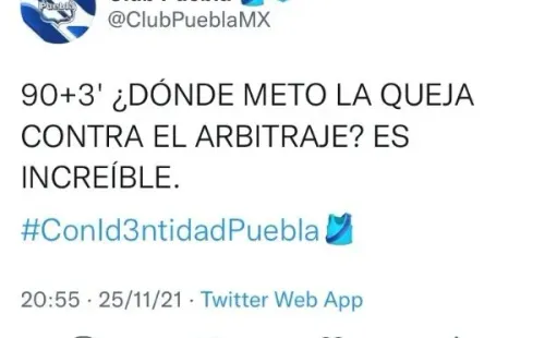Captura de Twitter @ClubPueblaMX