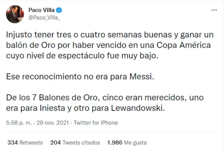 Paco Villa vs. Lionel Messi: Balón de Oro