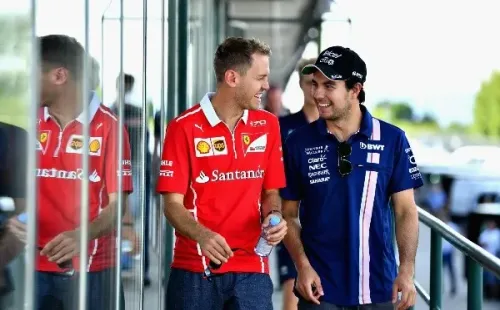 Sebastian Vettel, todavía en Ferrari, y Sergio Pérez, aún en Racing Point (Getty Images)