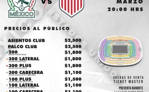 Costo de la entrada para el partido entre México y Estados Unidos.