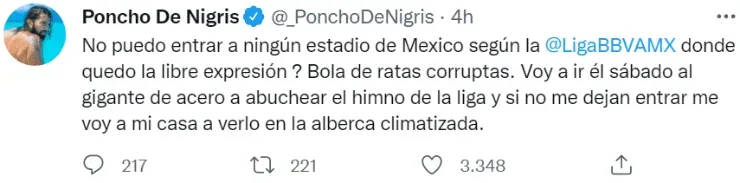 Poncho De Nigris confirma veto de los estadios.