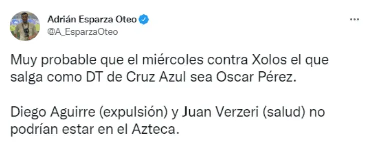 Óscar Pérez, DT de emergencia en Cruz Azul