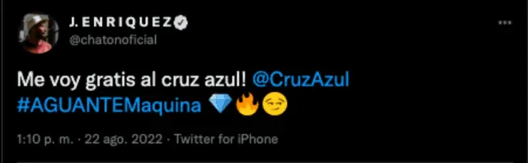 Chatón Enríquez quiere jugar en Cruz Azul | Twitter