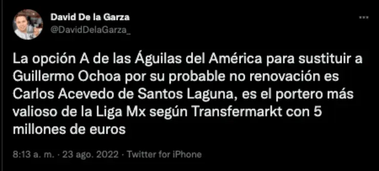 Carlos Acevedo sería buscado por América | Twitter