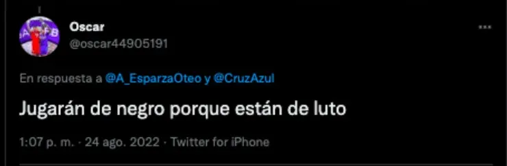 Críticas de la afición de Cruz Azul por usar uniforme negro | Twitter
