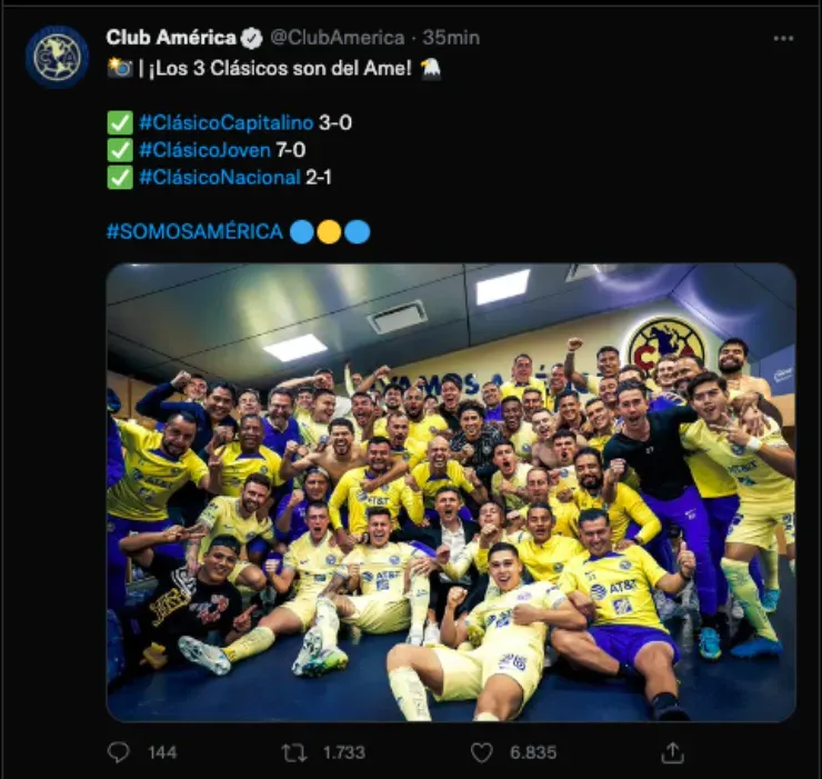 Publicación del América en redes sociales | Twitter