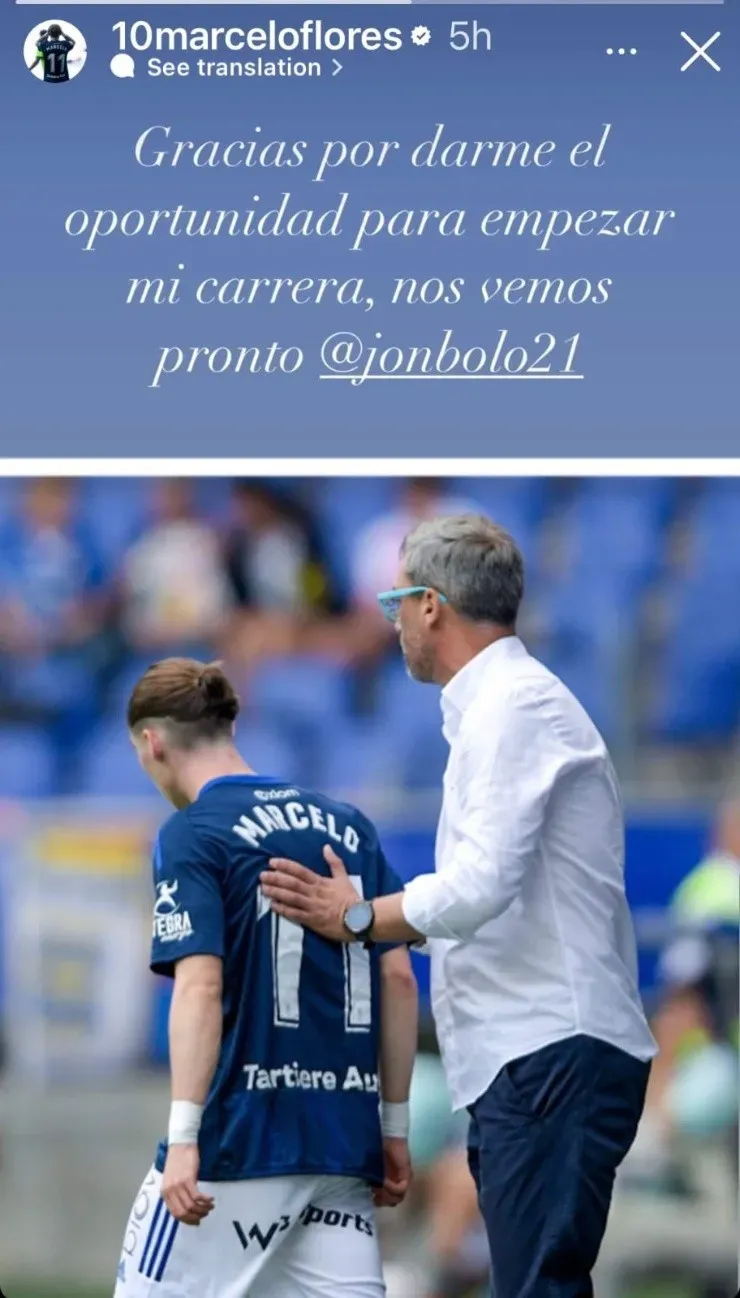 Mensaje de Marcelo Flores a su técnico | Instagram
