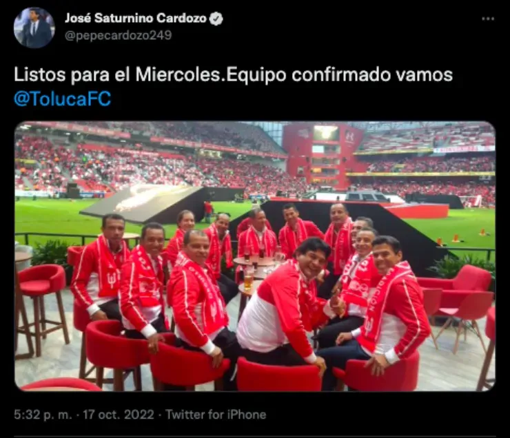 José Saturnino se reunió con el mejor Toluca | Twitter