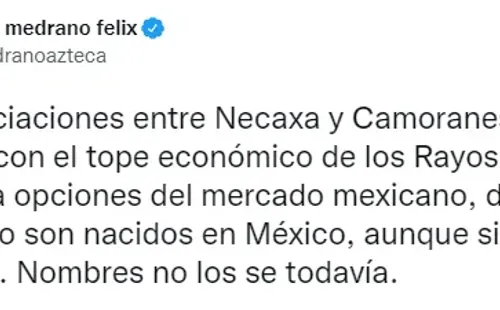 El Tweet de David Medrano sobre el futuro DT de Necaxa. (@medranoazteca)
