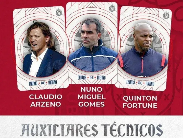 El cuerpo técnico de Veljko Paunovic. (Twitter @Chivas)