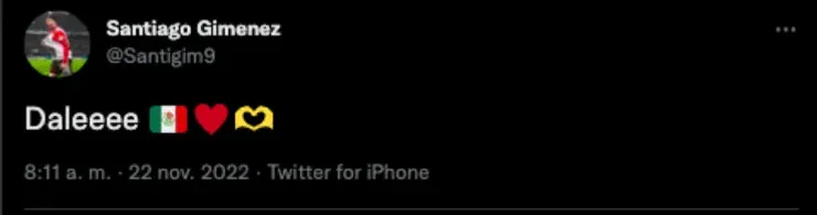 Mensaje de Santi Giménez | Twitter