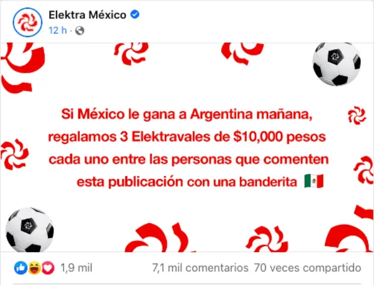 Publicación de Elektra | Facebook