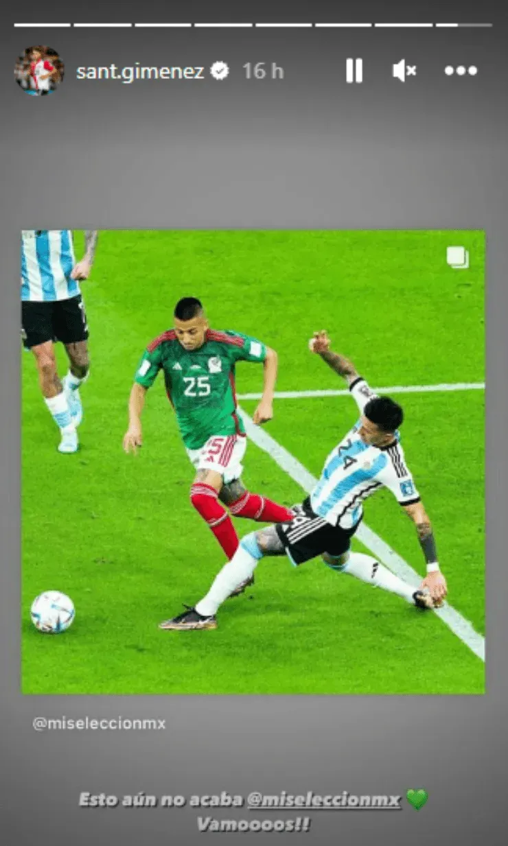 Captura de Instagram: Santiago Giménez a la Selección de México