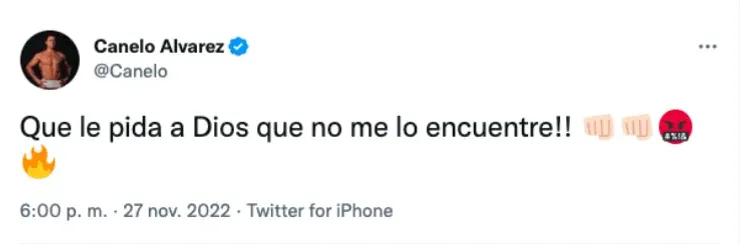 Tweet 1 Canelo Álvarez