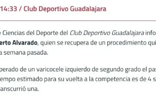 Así comunicó Chivas la baja de Roberto Alvarado. (Foto: Chivas Guadalajara)