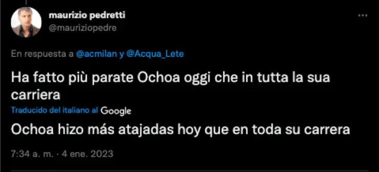 Fans del Milan sorprendidos con Ochoa | Twitter