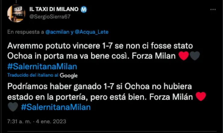 Fans del Milan sorprendidos con Ochoa | Twitter