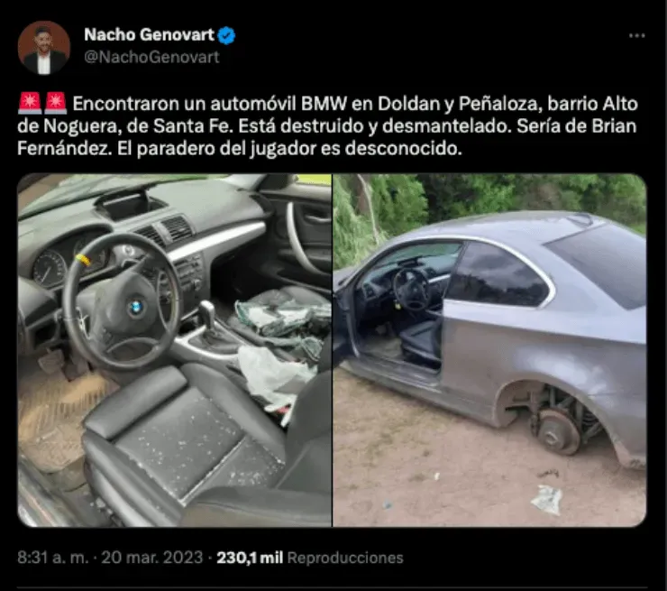 Auto de Brian Fernández | Twitter