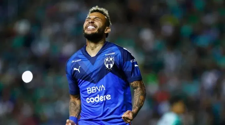 LEON, MEXICO - FEBRUARY 27: Duvan Vergara of Monterrey celebrates after scoring first goal teams to penalty during the 9nd round match between Leon and Monterrey as part of the Torneo Clausura 2023 Liga MX at Leon Stadium on January 16, 2023 in Leon, Mexico. (Photo by Leopoldo Smith/Getty Images)-Not Released (NR)