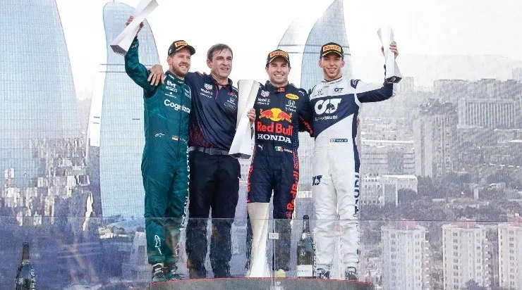 El podio de Baku en 2021. (IMAGO)