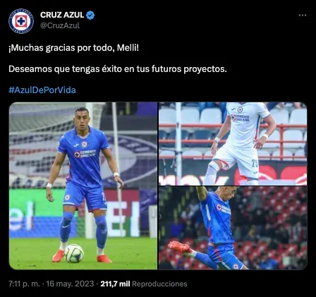 Cruz Azul da el adiós a Funes Mori | Twitter