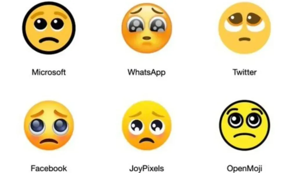 Diferentes versiones del emoji de carita de ojos llorosos