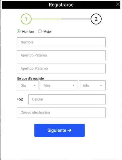 Pantalla mostrando el registro en Codere