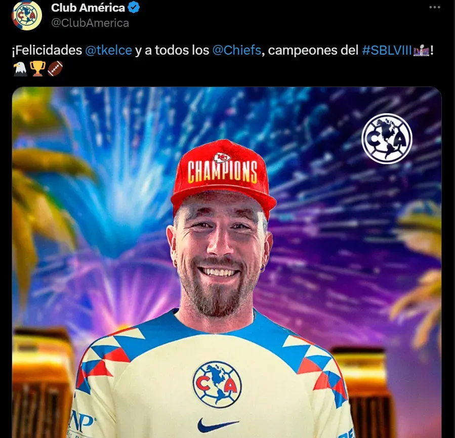 América felicitó a Travis Kelce por el título de los Chiefs