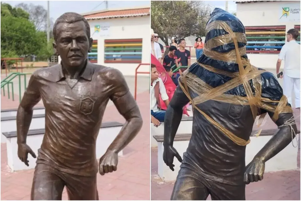 Vandalizan estatua de Dani Alves en Brasil