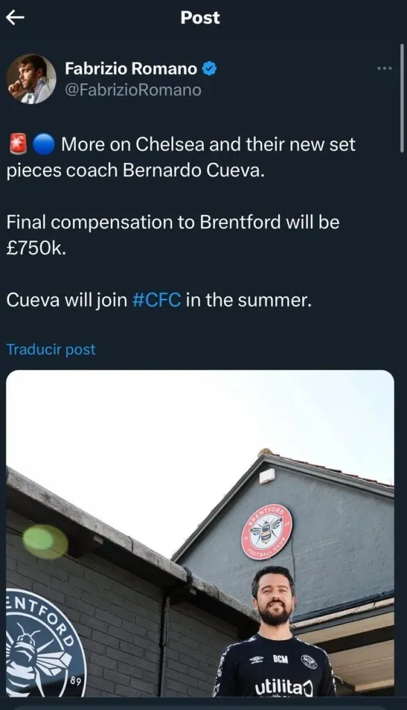 Fabrizio Romano confirmó que Bernardo Cueva se sumará al Chelsea (Captura)