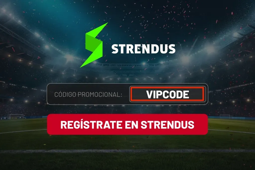 código promocional Strendus VIPCODE en cuadro rojo resaltado