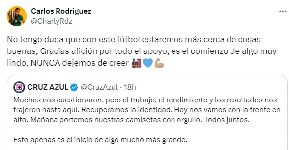 El mensaje de Charly Rodríguez tras la final perdida (Captura de X)