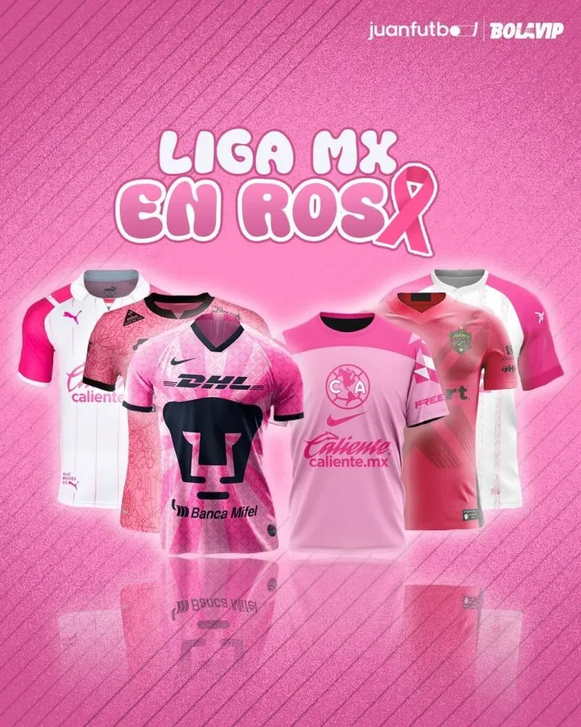 Las playeras rosas de los equipos de la Liga MX.