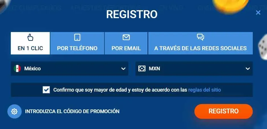 Registro con el código de promoción Mostbet.