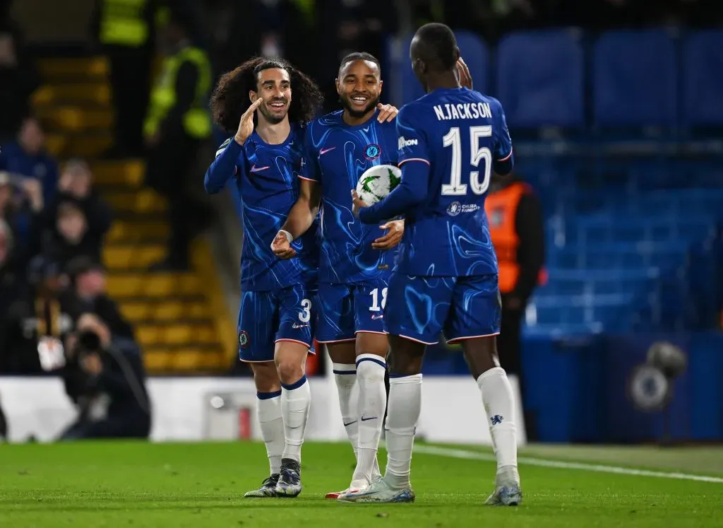 Marc Cucurella, Christopher Nkunku y Nicolas Jackson (GETTY IMAGES)