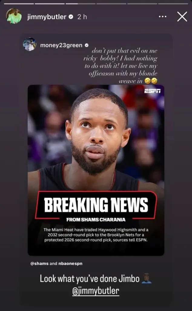 Respuesta de Butler a Green. (Foto: Instagram / @jimmybutler)