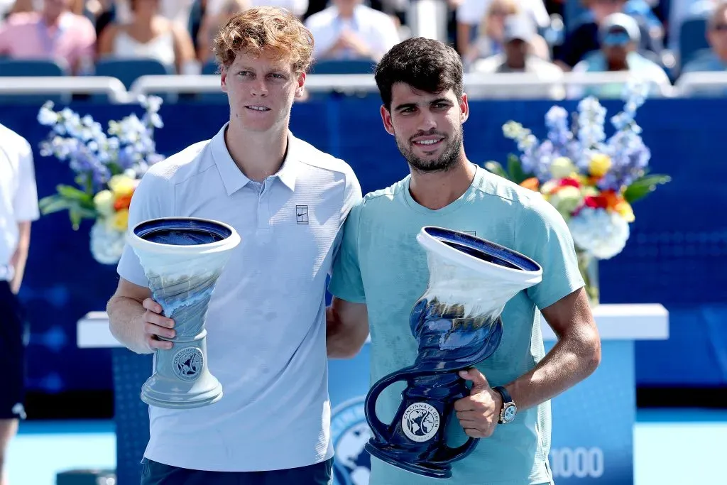 Jannik Sinner y Carlos Alcaraz en Cincinnati (Getty Images)