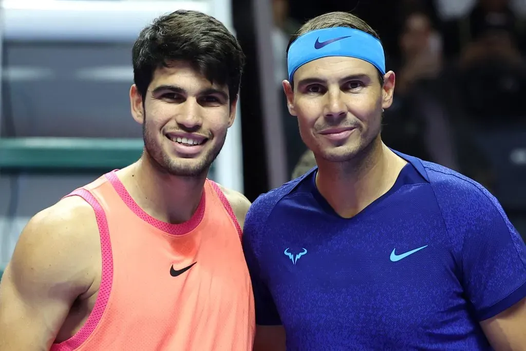Carlos Alcaraz y Rafael Nadal en Arabia Saudita (GETTY IMAGES)
