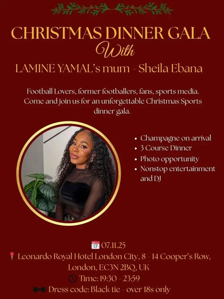 El flyer del evento con la madre de Lamine Yamal (Foto: @jencevents)