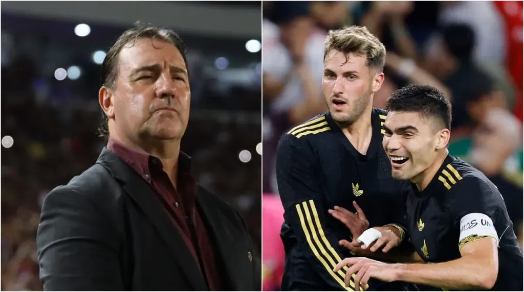 Néstor Lorenzo, Santiago Giménez y Johan Vásquez. (Foto: Getty Images)