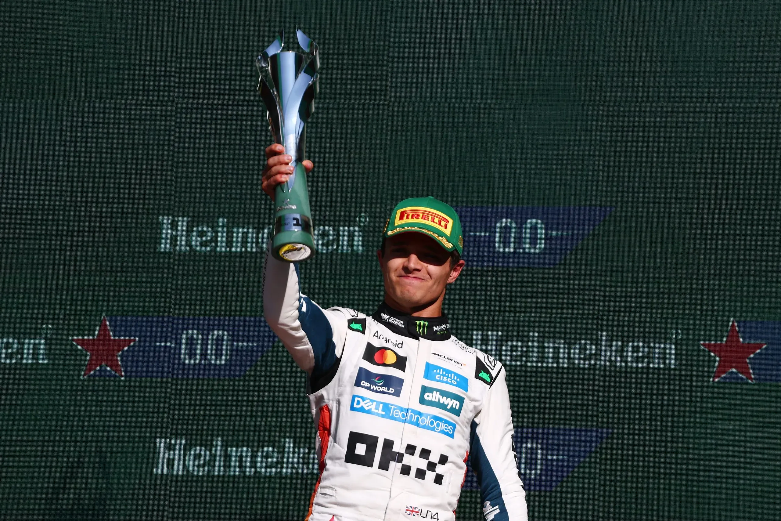Lando Norris en el podio de México