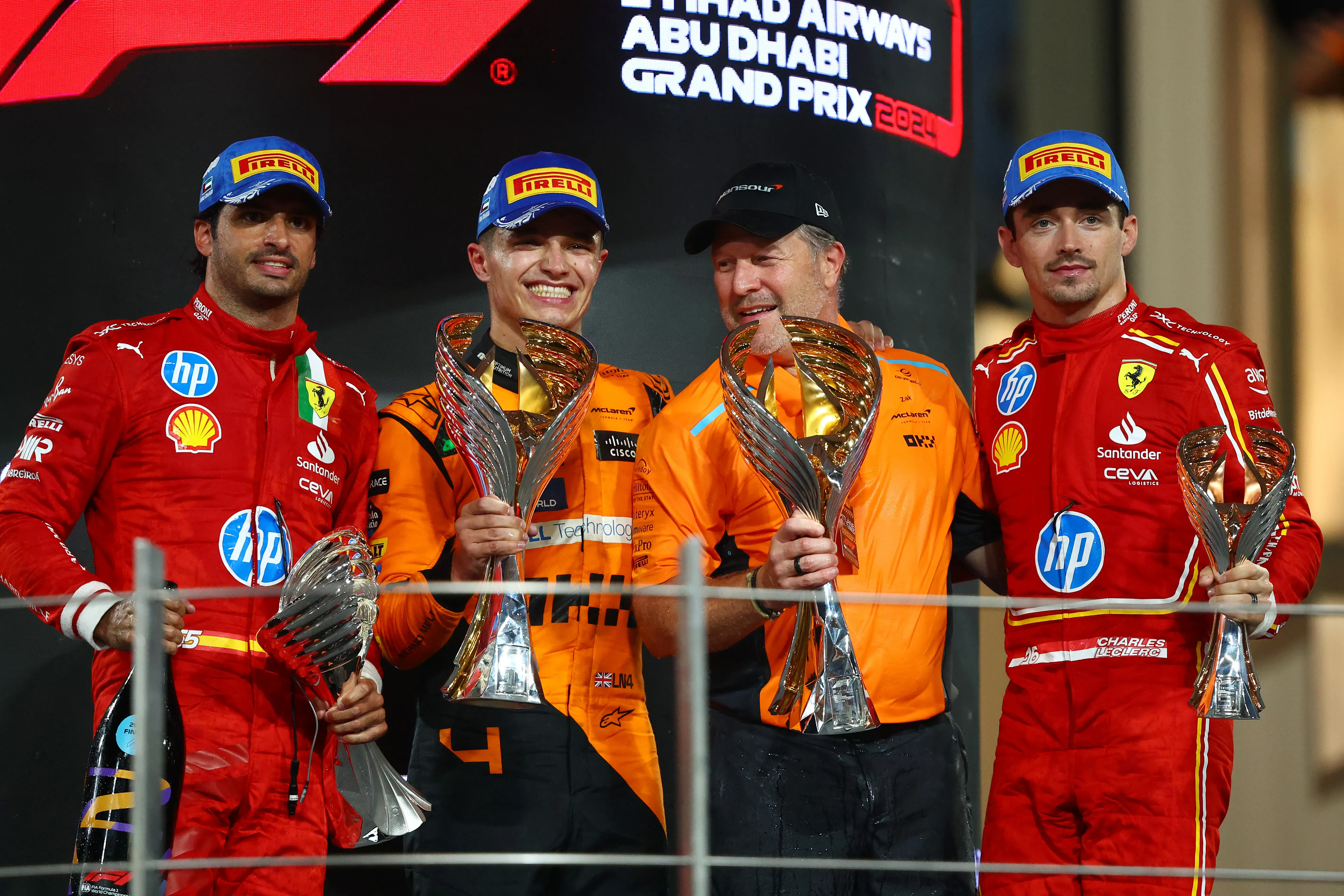 Podio del GP de Abu Dhabi 2024 (GETTY IMAGES)