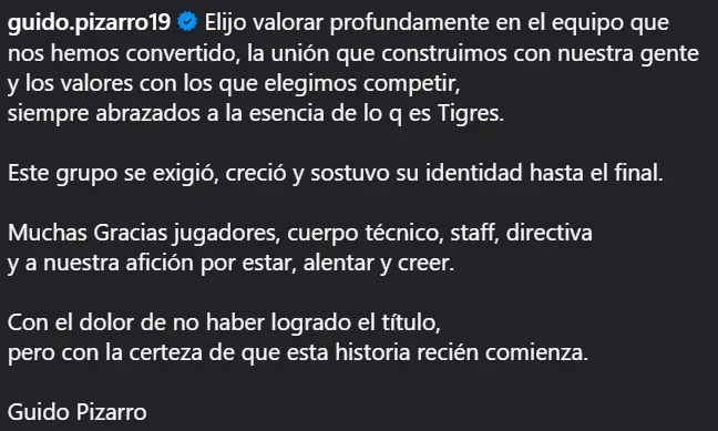 El mensaje de Guido Pizarro (@guido.pizarro19)