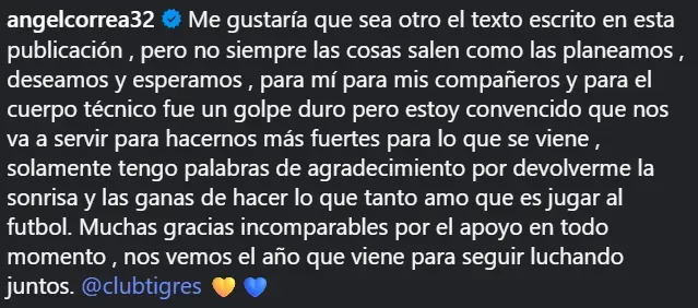 El mensaje de Ángel Correa (@angelcorrea32)