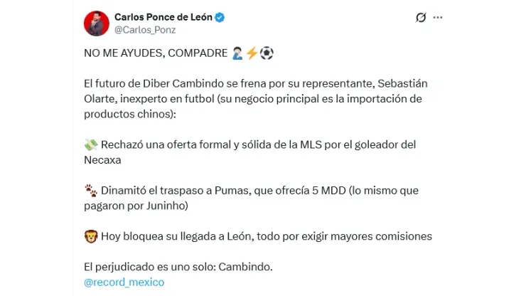 Diber Cambindo, con futuro incierto en México