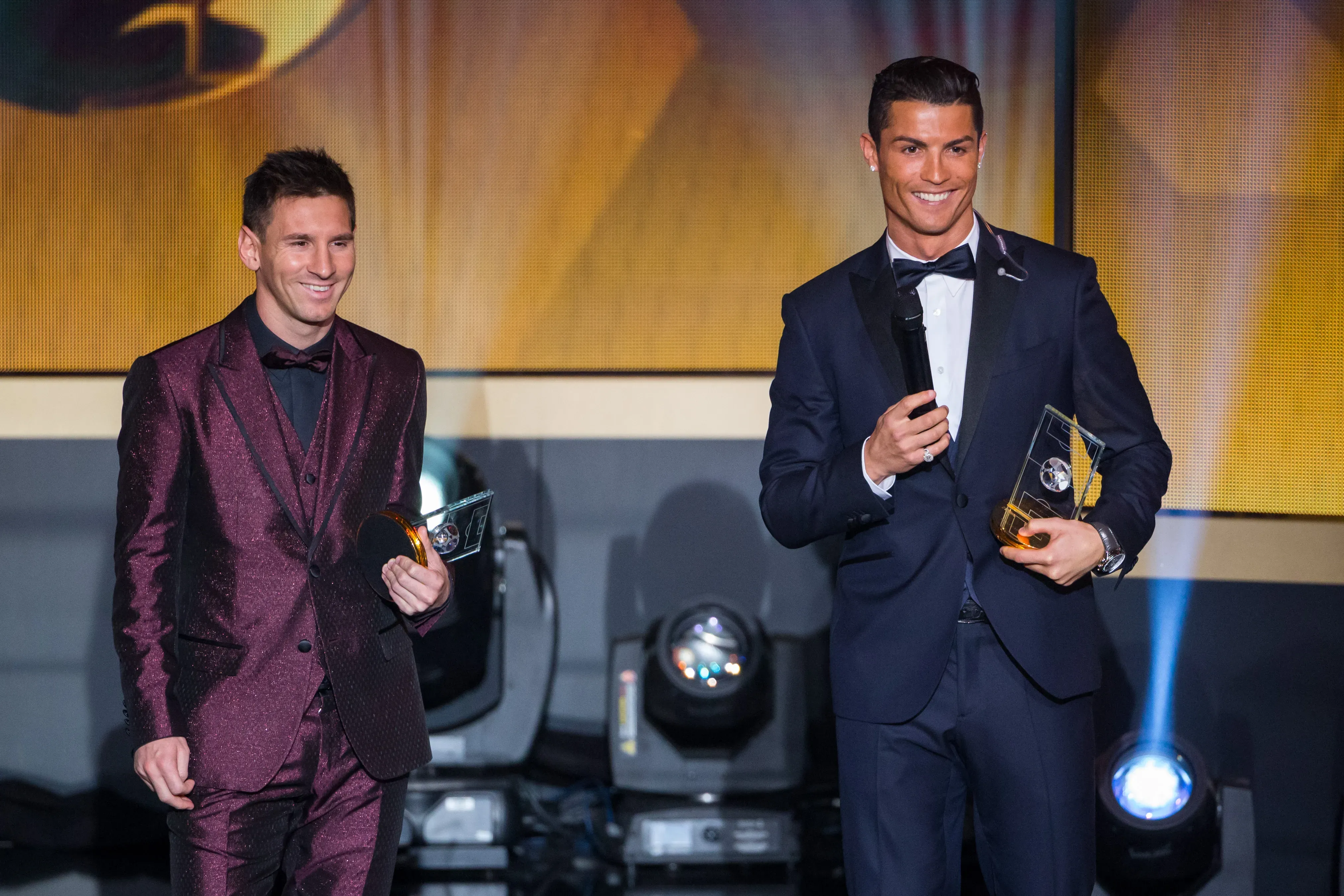 Lionel Messi y Cristiano Ronaldo juntos en la gala del Balón de Oro 2014 (Getty Images)