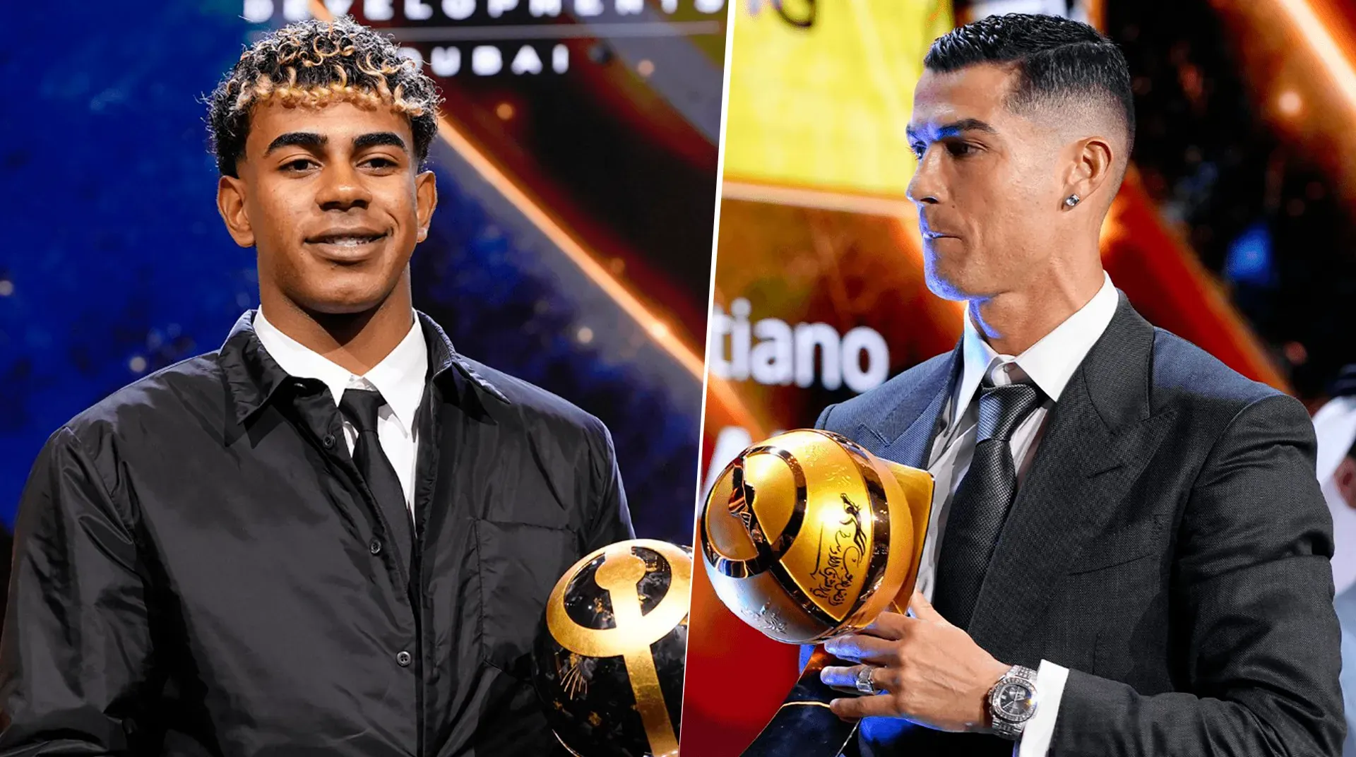 Lamine Yamal y Cristiano Ronaldo en los Globe Soccer Awards 2025 (@Globe_Soccer)